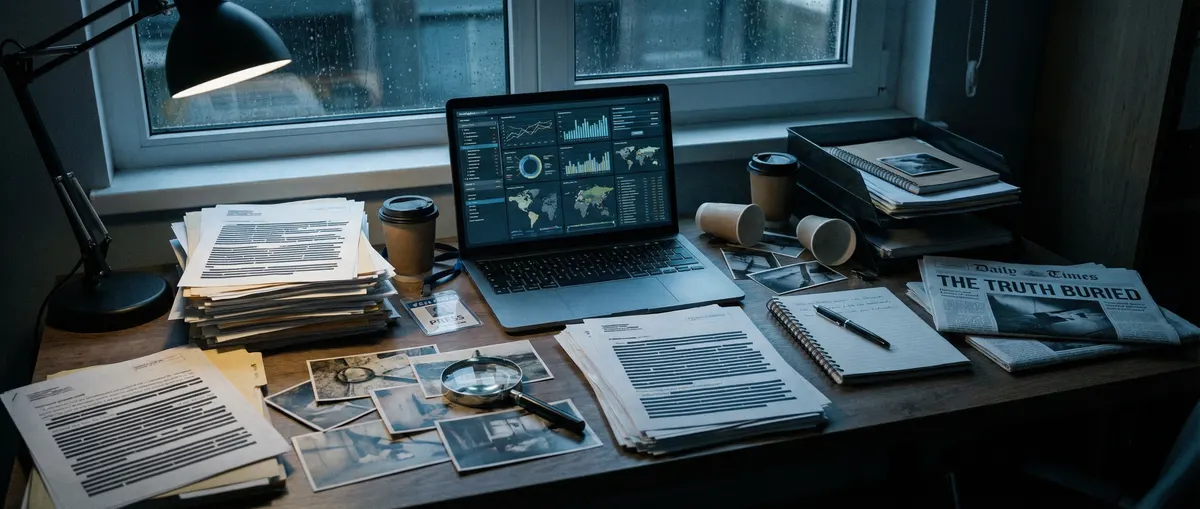 黑料不 - 调查记者工作台场景